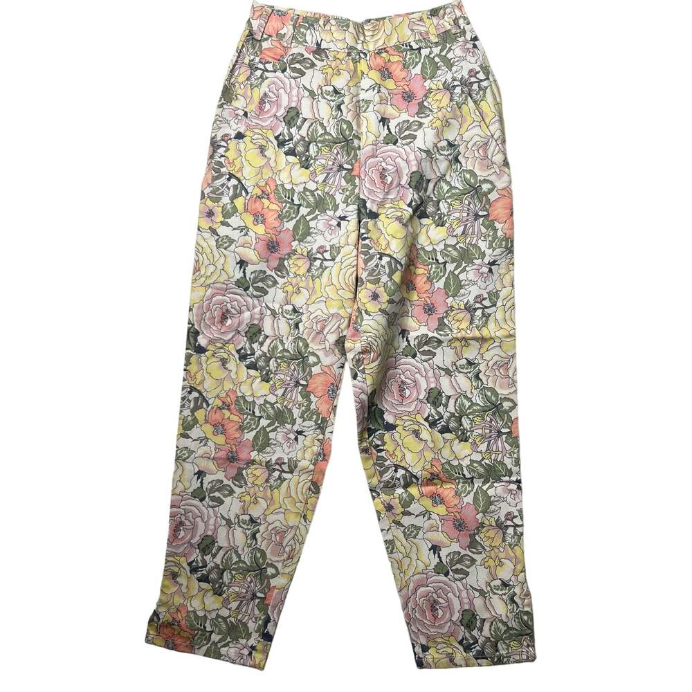 Vintage 80s Forenza Pants Jeans Floral High Waist Rose Print Preppy Size Small